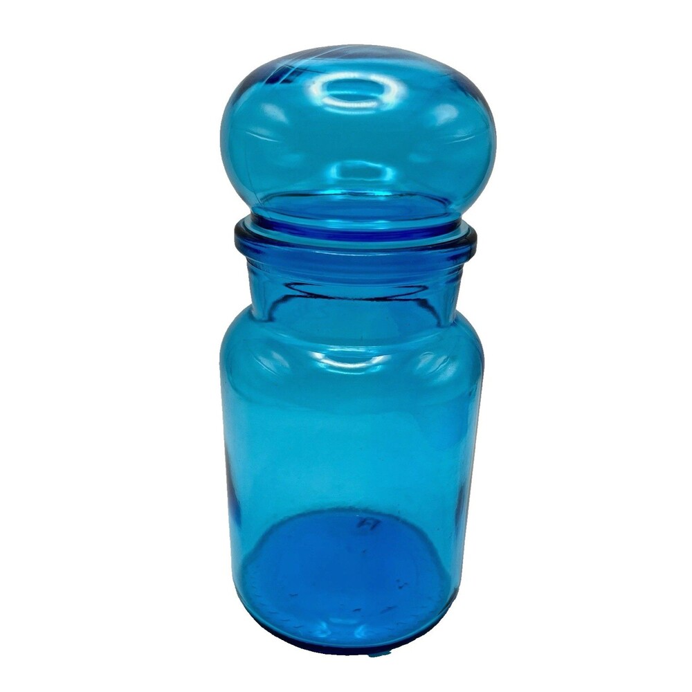 Vintage Blue Apothecary Bubble Jar MCM Belgium 7" GLASS RETRO 1960'S